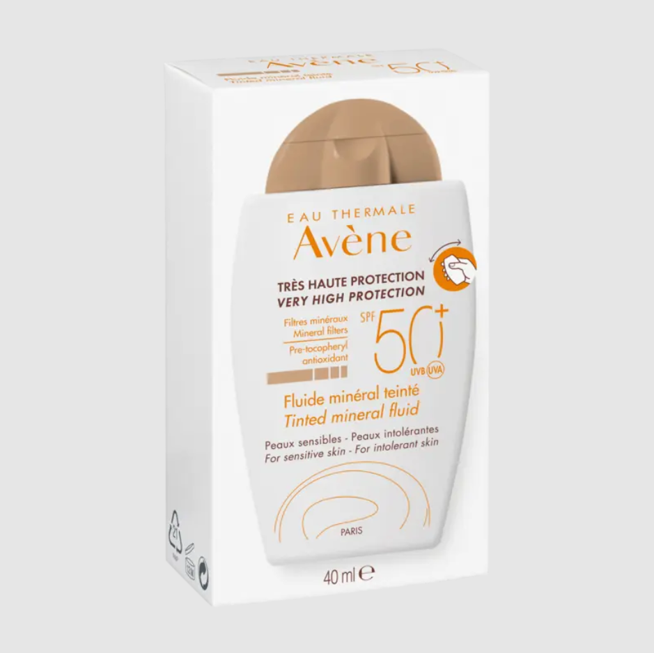 أفين واقي شمس معدني سائل ملون بعامل حماية SPF 50+ (40 مل)