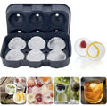 Black Silicone Ice Ball Mold Tray with Lid | 6 Large Sphere Maker for Drink& Cocktails