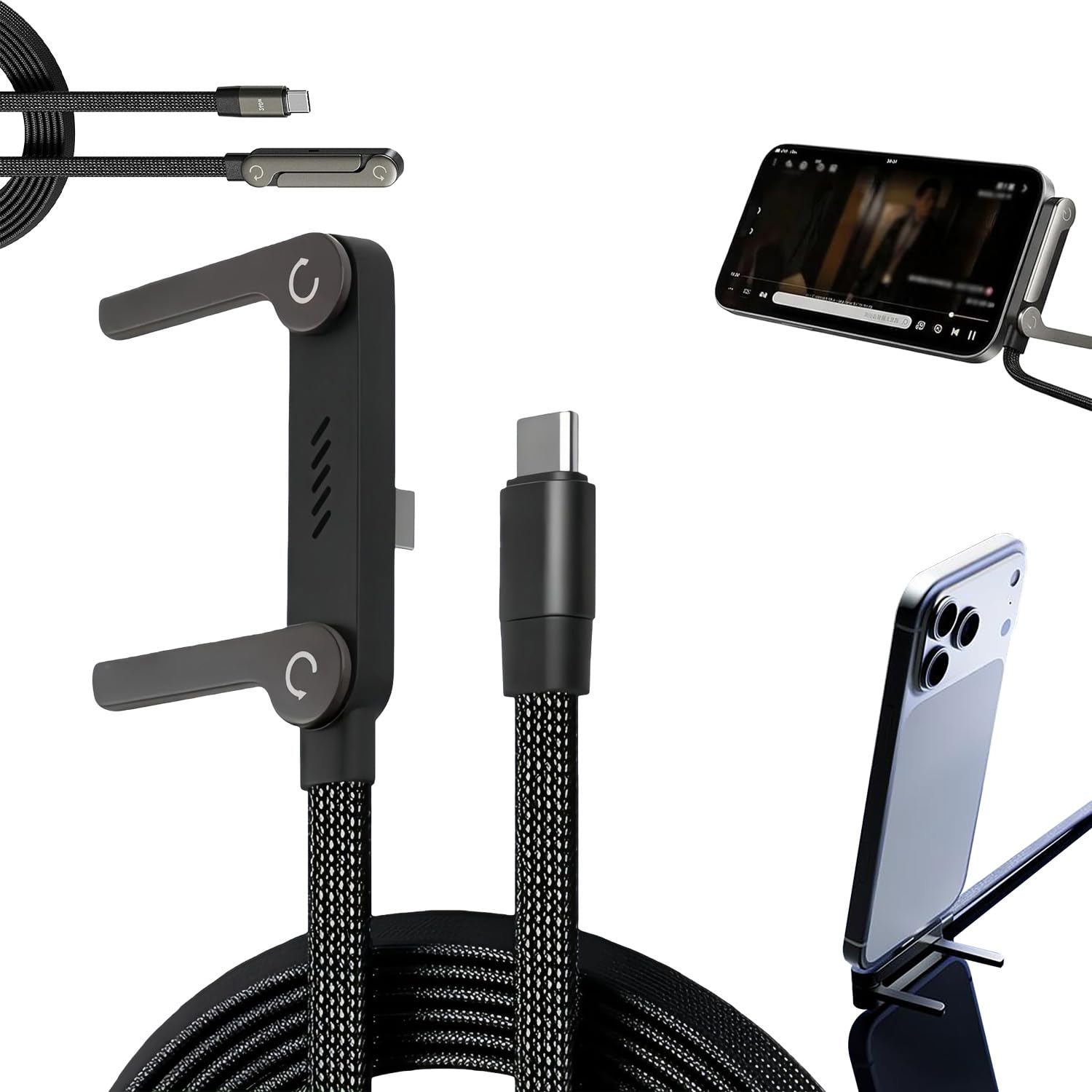 240W Fast Charging Cable with Phone Stand Holder - Type C